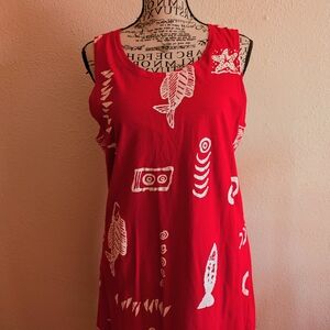 Vintage Red Abstract Coastal Y2K Mini Dress
